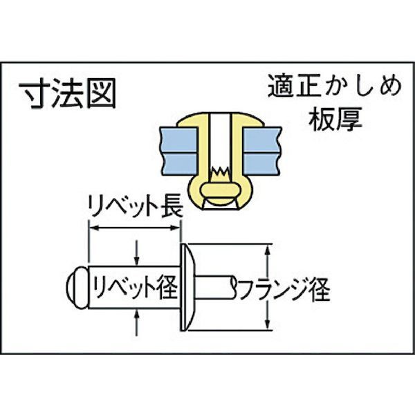 ポップリベットファスナー ［AD58ABS］ オープンタイプリベット アルミアルミ ＡＤ５８ＡＢＳ １０００本入ボンイリ） AD-58A