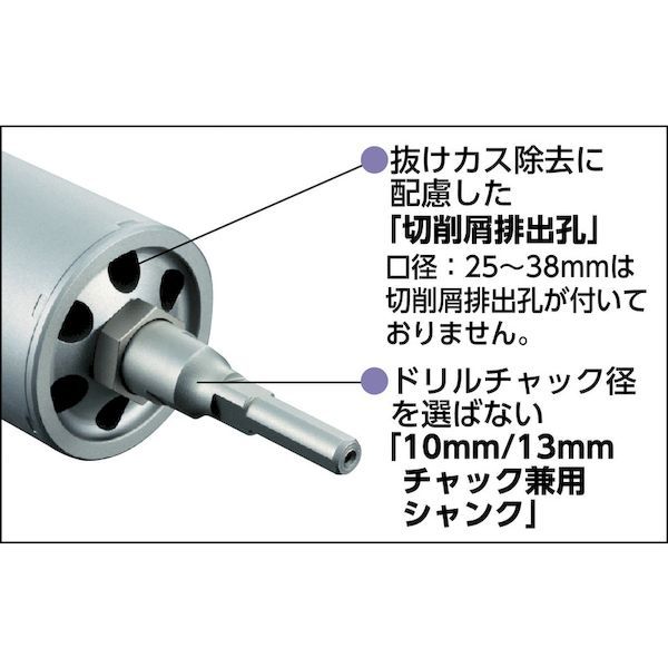 ユニカ ESD50ST “単機能コアドリルＥ＆Ｓ” 乾式ダイヤ ５０ｍｍ ストレートシャンク 331-2381_3