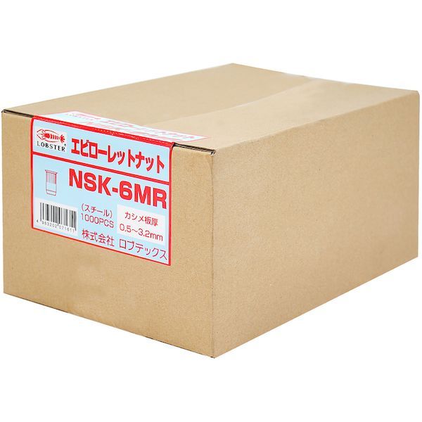 エビ［NSK10MR］ ローレットナット 薄頭・スティール製 板厚４．０ Ｍ１０×１．５ ５００個入 ロブテックス LOBSTER_8