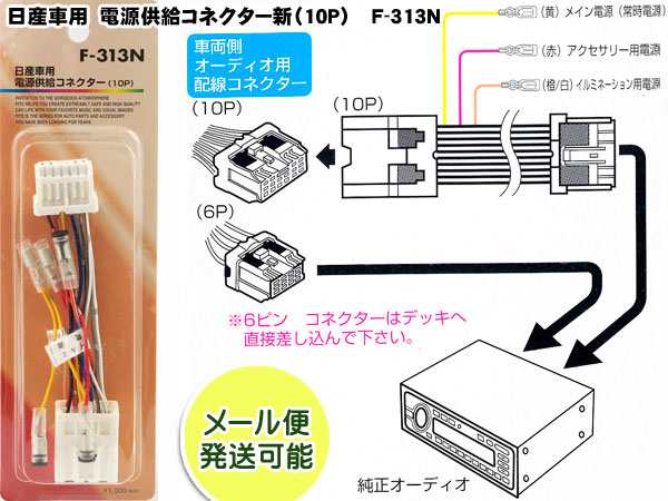 ネコポス 日産車用電源供給コネクター 電源取り出しキット 10p F 313nの通販はau Pay マーケット メディアデザイン