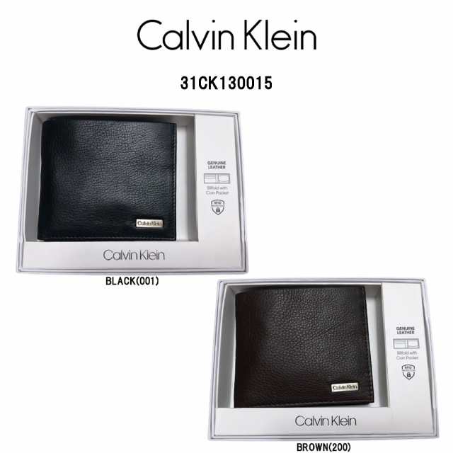 Calvin Klein(カルバンクライン)ck 二つ折財布 小銭入れ付 本革 小物