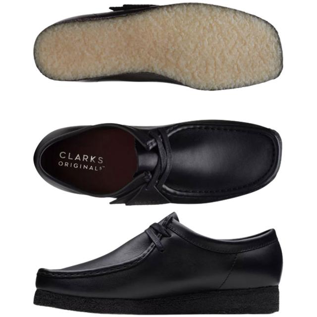 CLARKS(クラークス)ワラビー レザー ローカット スタンダード シューズ レースアップ ブラック 革靴 シンプル カジュアル メンズ WALLABEE 26155514