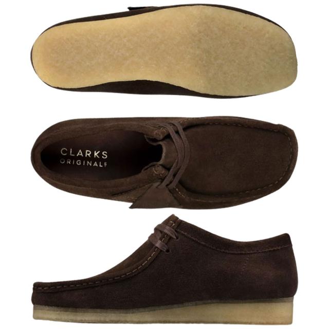 CLARKS(クラークス)ワラビー ローカット スエード スタンダード シューズ レースアップ ダークブラウン 革靴 カジュアル メンズ WALLABEE 26156606