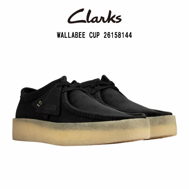 CLARKS(クラークス)ワラビー カップ モカシン クレープソール スタンダード 厚底 シューズ ヌバック ブラック メンズ WALLABEE CUP 26158