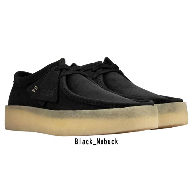 CLARKS(クラークス)ワラビー カップ モカシン クレープソール スタンダード 厚底 シューズ ヌバック ブラック メンズ WALLABEE CUP 26158144_1