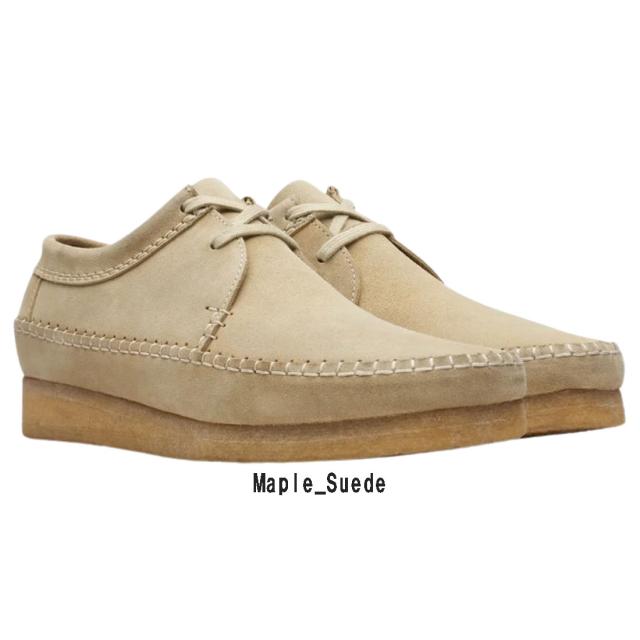 CLARKS(クラークス)ウィーバー モカシン シューズ ローカット レースアップ ベージュ メープル ステッチ スエード カジュアル メンズ Weaver 26172183_1
