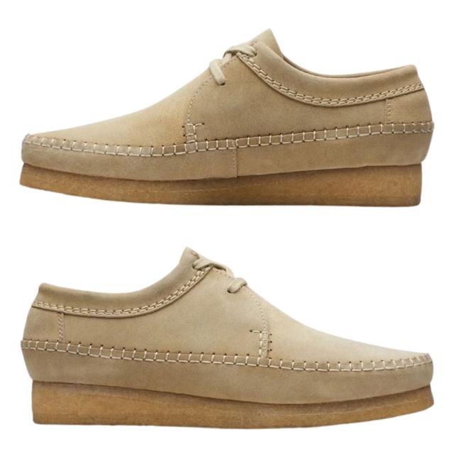 CLARKS(クラークス)ウィーバー モカシン シューズ ローカット レースアップ ベージュ メープル ステッチ スエード カジュアル メンズ Weaver 26172183_2