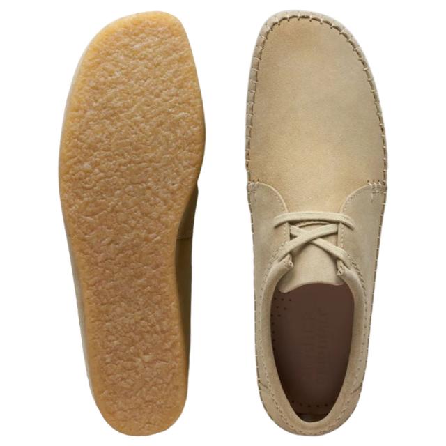 CLARKS(クラークス)ウィーバー モカシン シューズ ローカット レースアップ ベージュ メープル ステッチ スエード カジュアル メンズ Weaver 26172183_3