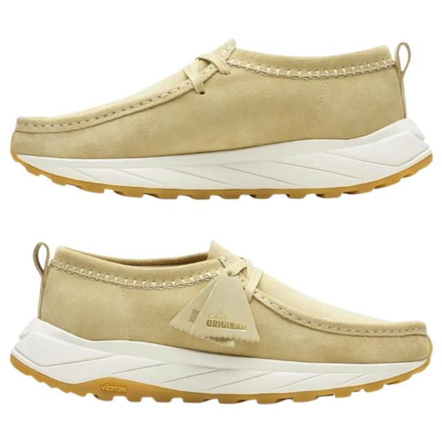 CLARKS(クラークス)ワラ エデン ロー スニーカー モカシン シューズ メープル ベージュ スエード ビブラム レースアップ メンズ Walla Eden Lo 26176533