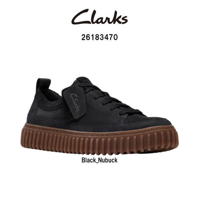 CLARKS(クラークス)メンズ トーヒル レース スニーカー レースアップ シューズ 厚底 リブソール ブラック ヌバック レザー TORHILL LACE 26183470