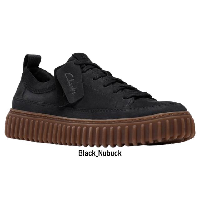 CLARKS(クラークス)メンズ トーヒル レース スニーカー レースアップ シューズ 厚底 リブソール ブラック ヌバック レザー TORHILL LACE 26183470_1