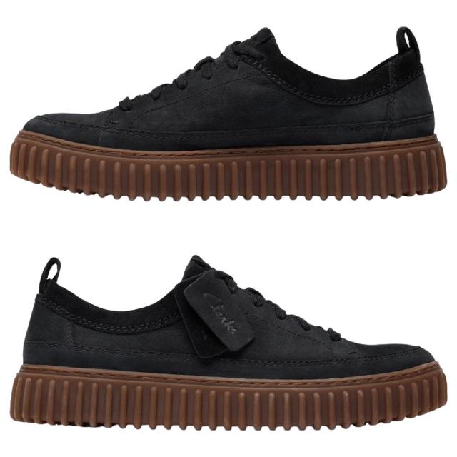 CLARKS(クラークス)メンズ トーヒル レース スニーカー レースアップ シューズ 厚底 リブソール ブラック ヌバック レザー TORHILL LACE 26183470_2