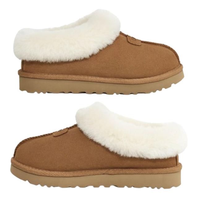UGG(アグ)レディース タゼット スリッポン クロッグ 羊肉 ボア 家庭用スリッパ スエードクロス ふわふわ 厚底 シューズ ロゴタイプ 御部屋シューズ W TAZZETTE 1134810