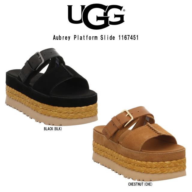(SALE)UGG(アグ)レディース オーブリー スライド サンダル プラットフォーム スエード レザー シューズ 厚底 リゾート 女性用 靴 W Aubrey Slide 1167451