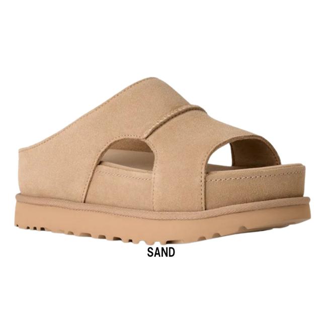 (SALE)UGG(アグ)レディース ゴールデンはやりっ子 ご機嫌 カットアウト 横すべり サンダル スリッポン 厚底 スエードクロス W GOLDENSTAR HI CUTOUT SLIDE 1175132