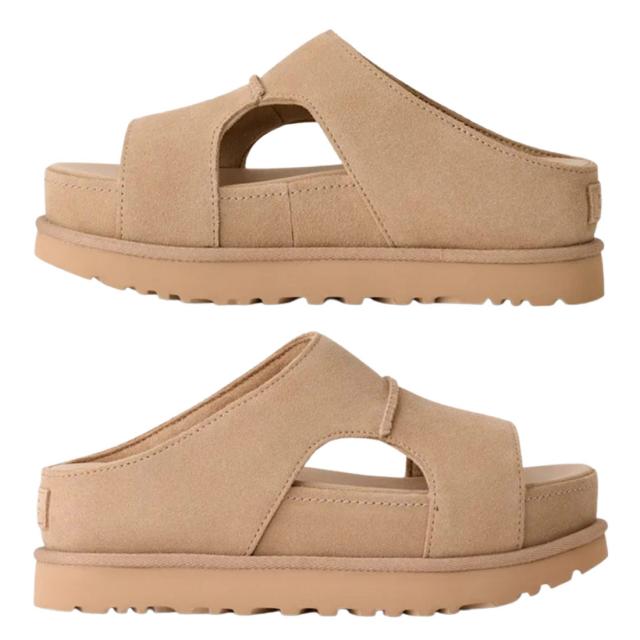 (SALE)UGG(アグ)レディース ゴールデンはやりっ子 ご機嫌 カットアウト 横すべり サンダル スリッポン 厚底 スエードクロス W GOLDENSTAR HI CUTOUT SLIDE 1175132