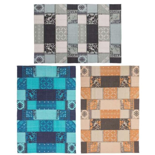 北海道・沖縄・離島配送不可 代引不可 ラグ コットンラグ 130ｘ190cm パッチワーク風デザイン カーペット 長方形 デザインラグ 敷 インテリア 室内 部屋 模様替え  東谷 TTR-132の通販は 5,289円