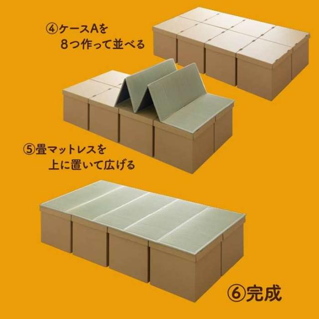代引不可 防災 避難 備え ダンボールベッド 畳マットレス 100×200cm 5連 避難所 防災用 耐荷重300kg 天然イ草使用 IKEHIKO 8633809_6