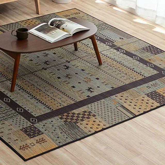 北海道・沖縄・離島配送不可 代引不可 ラグ い草 ギャッベ柄 約191×191cm 2畳 い草ラグカーペット 自然素材 滑り止め不織布 敷 インテリア IKEHIKO TRY191191の通販は