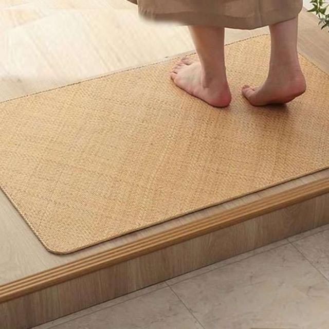 籐あじろ玄関マット 70×120cm 玄関マット 室内 約70×120cm 籐 キッチン 自然素材 ラタン