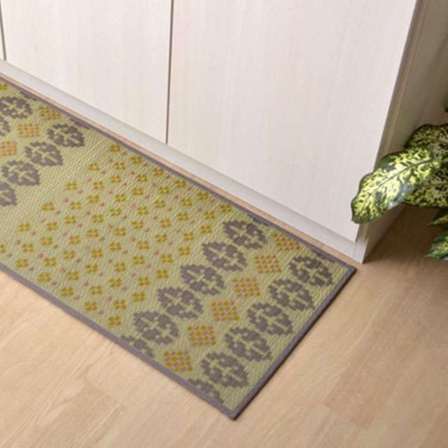 北海道・沖縄・離島配送不可 代引不可 キッチンマット い草キッチンマット お花畑 60ｘ240cm 滑りにくい加工 国産い草 おしゃれ 台所マット キッチン マット IKEHIKO CBOO60240H