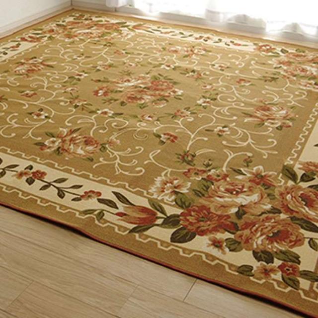 代引不可 カーペット ラグ ナイロンカーペット 江戸間10畳 約352×440cm 花柄 撥水カーペット 速乾 エレガント インテリア 敷 裏面不織布  IKEHIKO HSKY352440