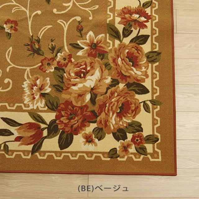 代引不可 カーペット ラグ ナイロンカーペット 江戸間10畳 約352×440cm 花柄 撥水カーペット 速乾 エレガント インテリア 敷 裏面不織布  IKEHIKO HSKY352440_6