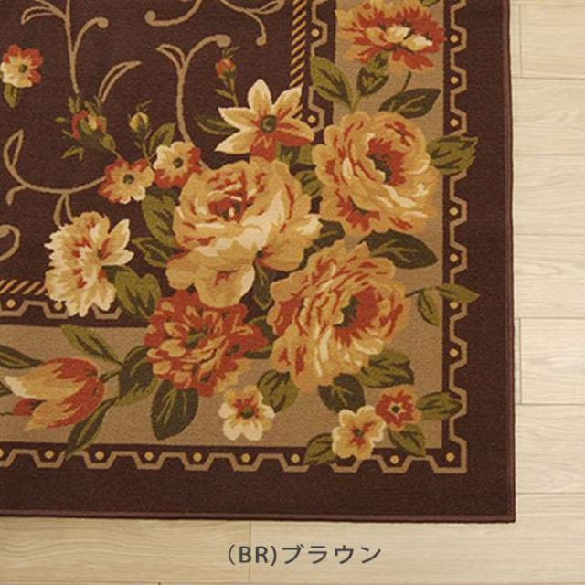 代引不可 カーペット ラグ ナイロンカーペット 江戸間10畳 約352×440cm 花柄 撥水カーペット 速乾 エレガント インテリア 敷 裏面不織布  IKEHIKO HSKY352440_7