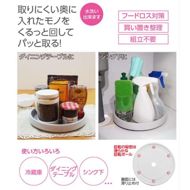 冷蔵庫の中でも便利 くるっトレー 回転台 直径約25cm 卓上 回転トレイ 