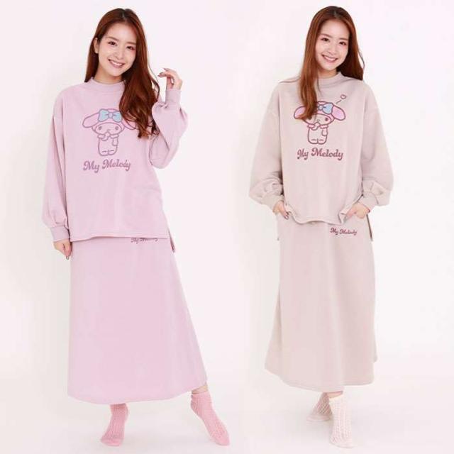 ルームウエア レディース マイメロディ裏起毛スカート セットアップ 長袖 レディースサイズ 上下セット 室内着 部屋着 マイメロディ 冬用 パジャマ サザック SAN-1361 5,187円