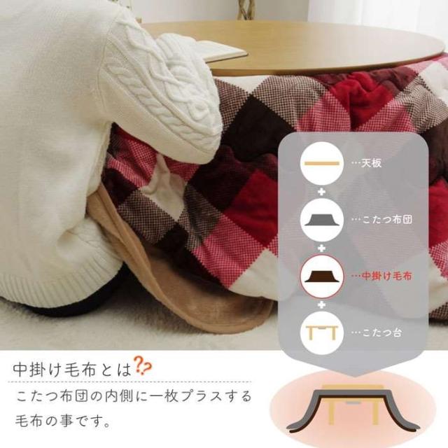 代引不可 こたつ布団用 中掛け形 約90cm 洗える アクリル素材 ブラウン こたつ中掛け形こたつ用 IKEHIKO 5852109_2