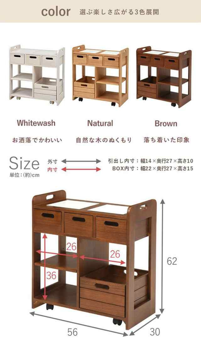 北海道・沖縄・離島配送不可 代引不可 キッチンワゴン 高さ62cm