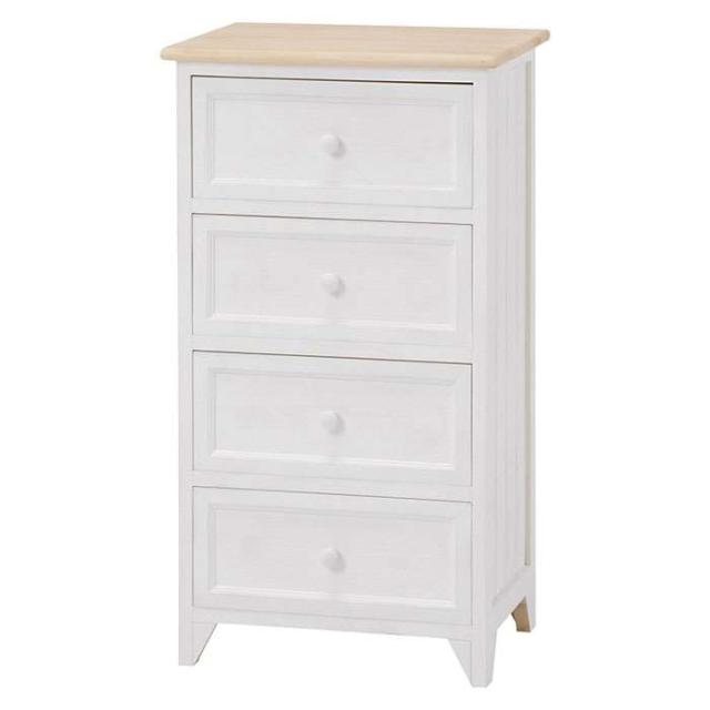 北海道・沖縄・離島配送不可 代引不可 チェスト アンティークホワイト 幅41cm 引き出し4段 高さ76cm シャビー アンティーク調 ナチュラル 収納 タンス HAGIHARA 2101654800