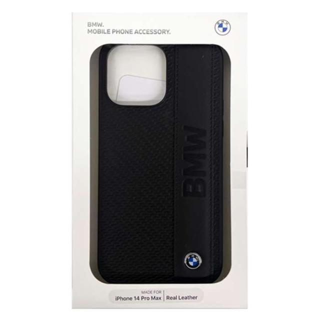 iPhone14 ProMax ケース カバー BMW 本革 背面ケース ブラック 黒 バックケース TEXTURED AND BIG LOGO STRIPE エアージェイ BMHCP14X22RDPKの通販は