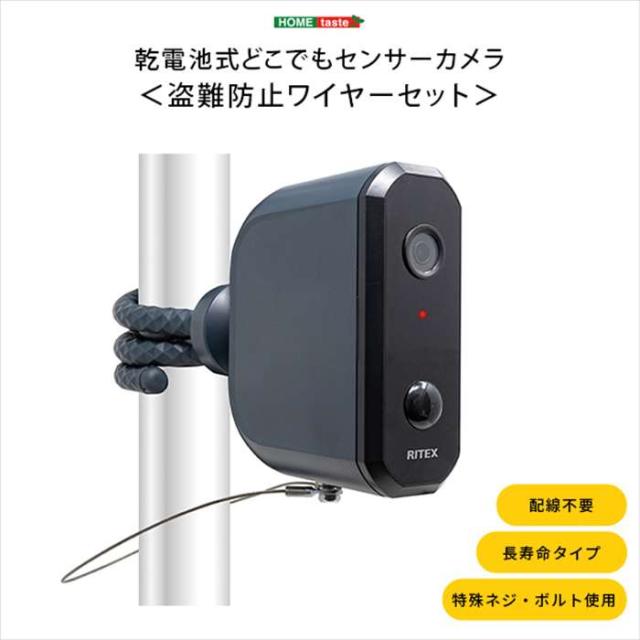 北海道・沖縄・離島配送不可 代引不可 乾電池式どこでもセンサーカメラ 盗難防止ワイヤーセット 防雨タイプ IP44 専用ワイヤー付 ホームテイスト SH-17-ML17--TU