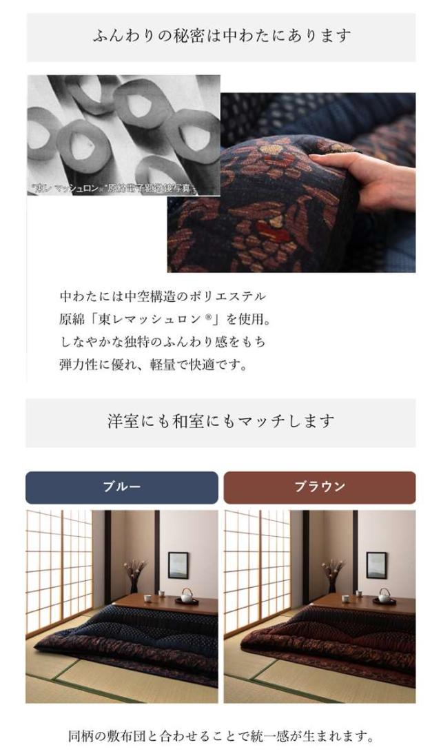 代引不可 こたつ布団 コタツ布団 掛敷セット 正方形 約205×205cm/約190×190cm 75〜90cm角のこたつ台に適応 国内プリント 高級感 IKEHIKO MNYS205205_5