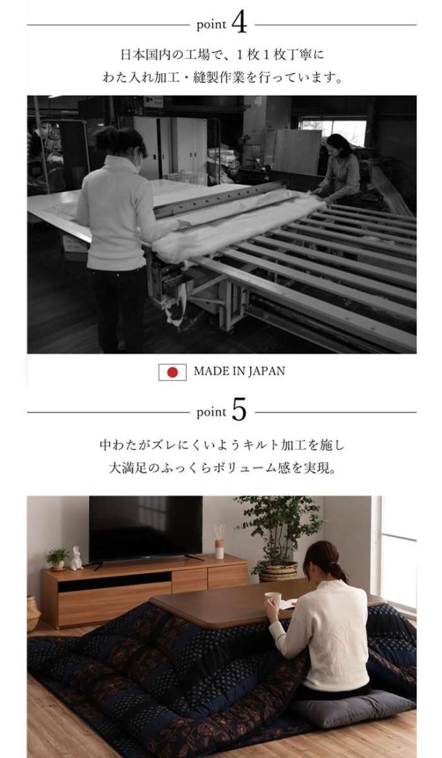 代引不可 こたつ布団 コタツ布団 厚掛け 掛け布団 単品 長方形 約205×285cm 80〜90×150cmのこたつ台に適応 国内プリント 高級感 IKEHIKO MNY205285_4