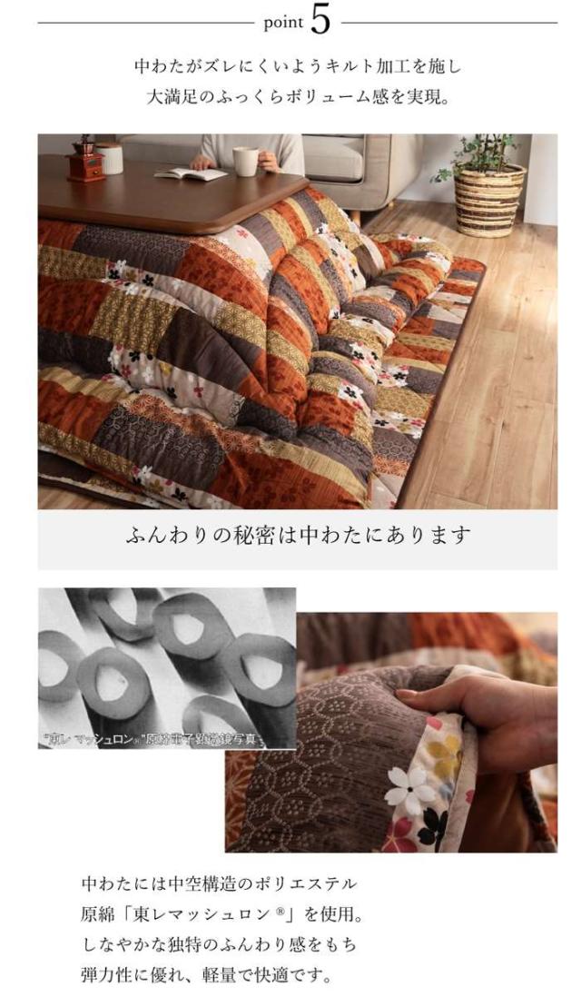 代引不可 こたつ布団 厚掛敷セット 長方形 大判 約 205×285cm こたつ厚掛け布団 こたつ敷布団 和柄 日本製 ふっくら ボリューム IKEHIKO 1160140020301_6