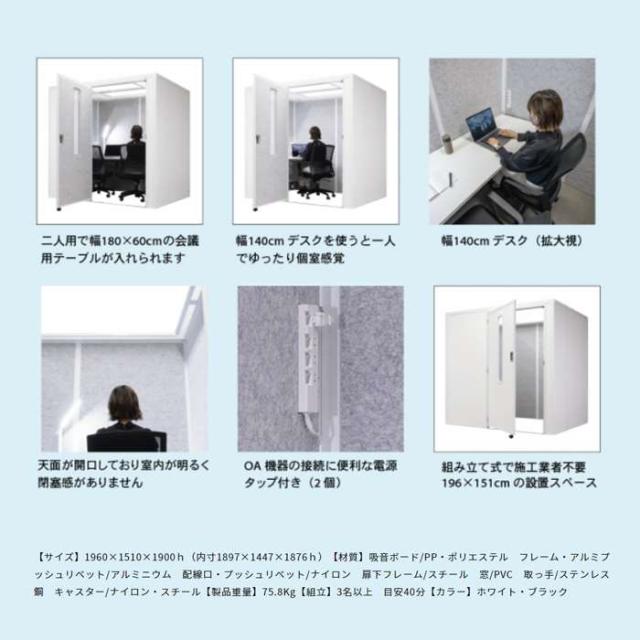 沖縄・離島配送不可 代引不可 REMUTE リミュート 吸音ブース ワイド フルオープン 天面パネル正面 天面パネル背面 背面パネル 側面パネル大 側面パネル小 扉付き正面パネル ホワイト RISU GTEC***_2