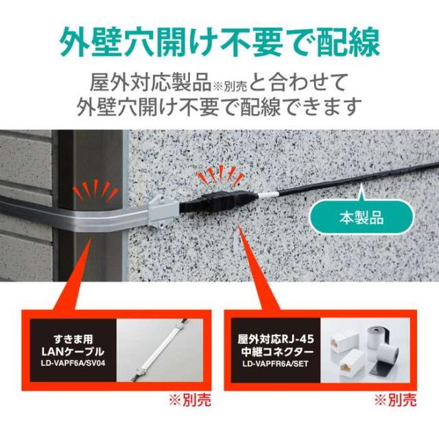 代引不可 LANケーブル CAT6A 80m 屋外用 PoE++ 対応 高速 10Gbps ストレート 耐候性 雨・日光に強い イーサネットケーブル RJ45 RoHS指令準拠 ブラック エレコム LD-GPAOS/BK80_6