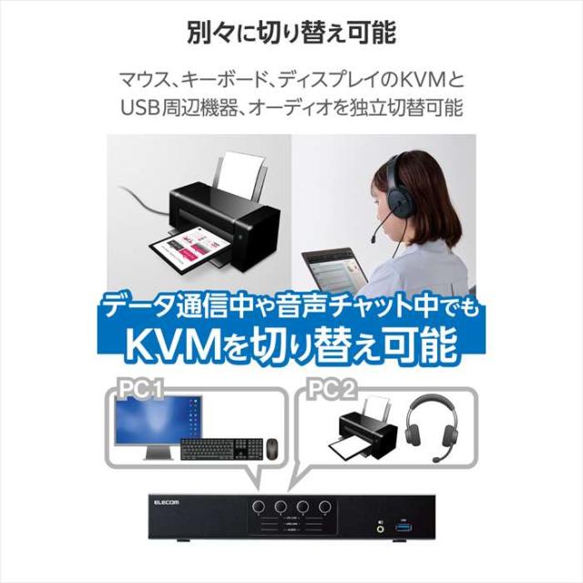 即納 代引不可 切替器 パソコン切替器 KVM HDMI・4ポート 4台切替 エレコム KVM-NHUS4_5