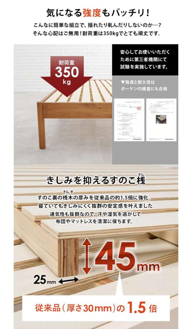 北海道・沖縄・離島配送不可 代引不可 組立簡単 シングルベッド すのこベッド ベッドフレーム 工具不要 シンプル HAGIHARA R5145S_3
