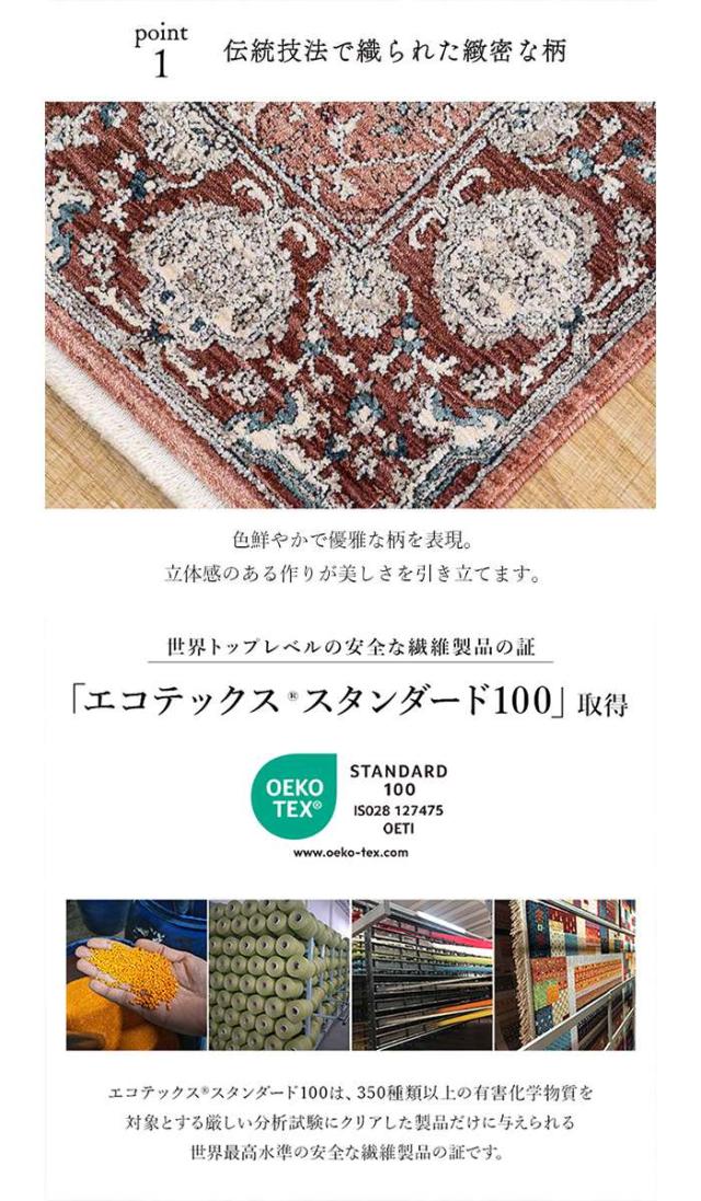 代引不可 玄関 マット 約60×95cm トルコ製 ウィルトン織り 室内 玄関マット ベッドサイドマット IKEHIKO ALSL6095_2