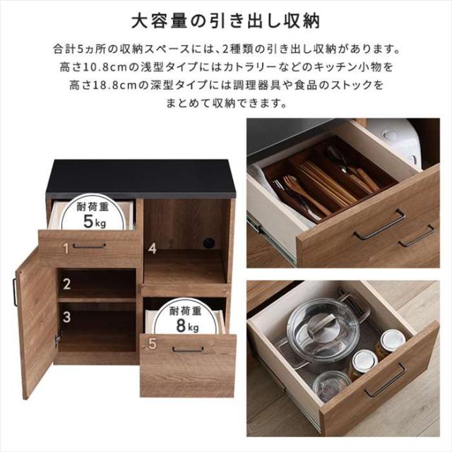 北海道・沖縄・離島配送不可 代引不可 日本製 特殊鋼板を使った キッチンカウンター (ドアタイプ) 80cm幅  ホームテイスト SH-22-KD80_2