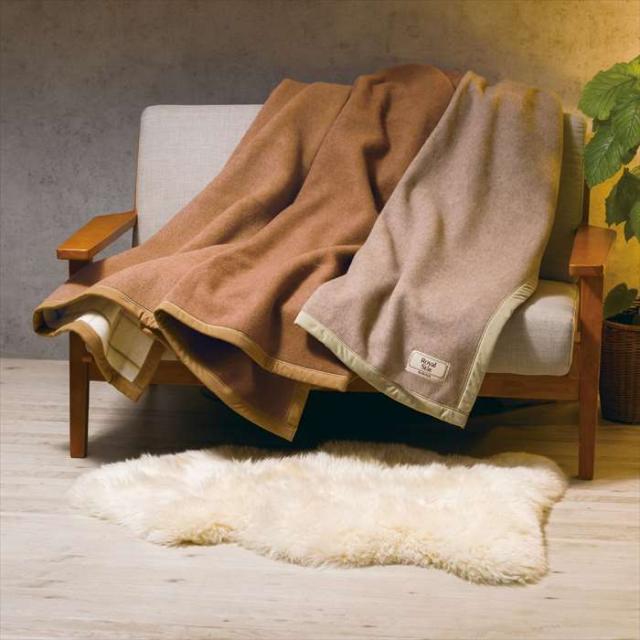 貴重 新品 京都西川 キャメル 毛布 ローズブランケット ベージュ ウールマーク nishikawastore_2230744525202