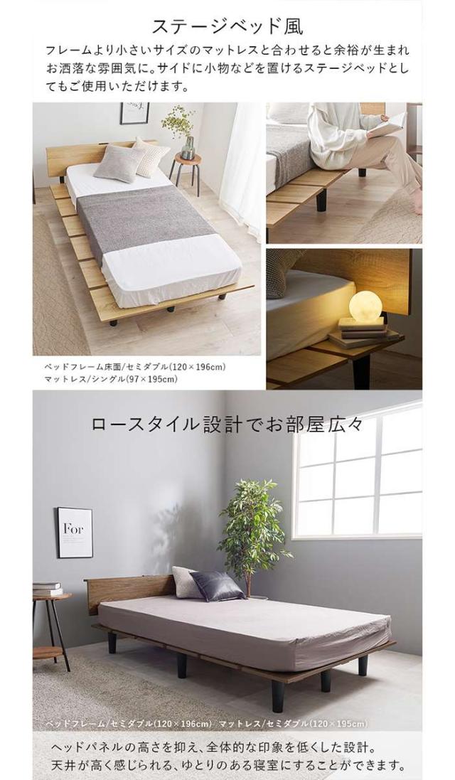 北海道・沖縄・離島配送不可 代引不可 セミダブルベッドベッドフレーム単品 コンセント付き セミダブルサイズ HAGIHARA KB-3064SD_2