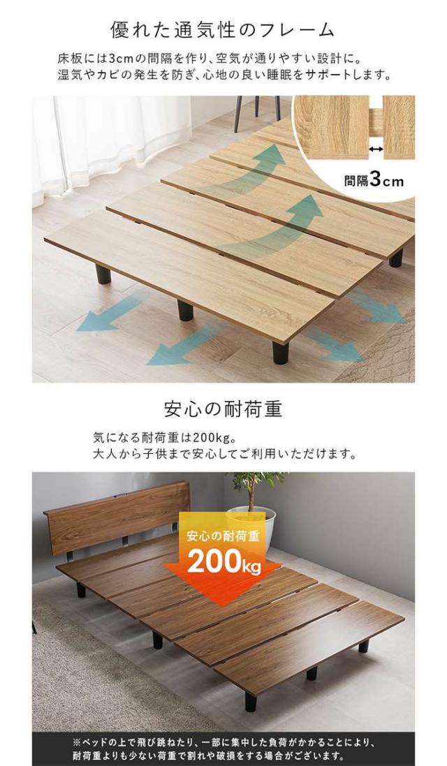 北海道・沖縄・離島配送不可 代引不可 セミダブルベッドベッドフレーム単品 コンセント付き セミダブルサイズ HAGIHARA KB-3064SD_4