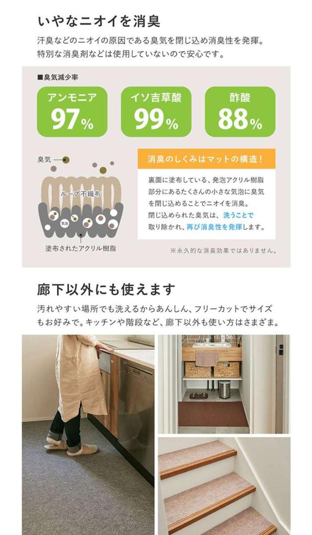 北海道・沖縄・離島配送不可 代引不可 廊下カーペット 90ｘ800cm ロングマット 滑りにくい フリーカット ピタロ 吸着マット HAGIHARA 350118903x_4