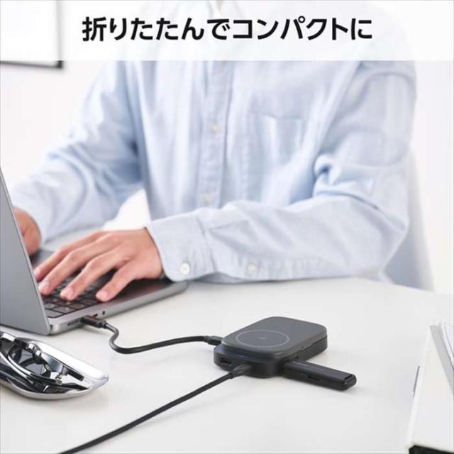 即納 代引不可 Type-Cドッキングステーション グレー Qiスタンド付 USB PD対応 USB-A×1 USB-C×2/HDMI(4K60Hz) エレコム DST-Q040BPGY_6