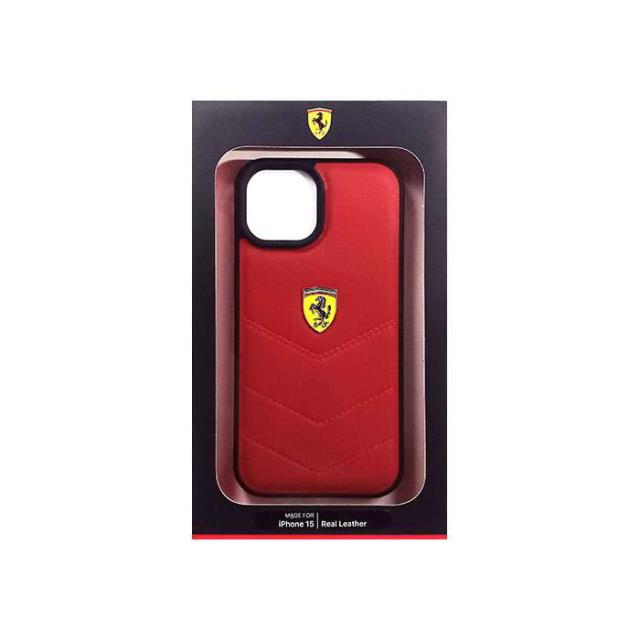 フェラーリ iPhone15用 本革 背面ケース エアージェイ FEHCP15SRDU R